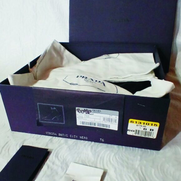 Prada high heel Ankle Boots Calzature Donna 36.5 (US6) Black Leather Antic City - Picture 4 of 6